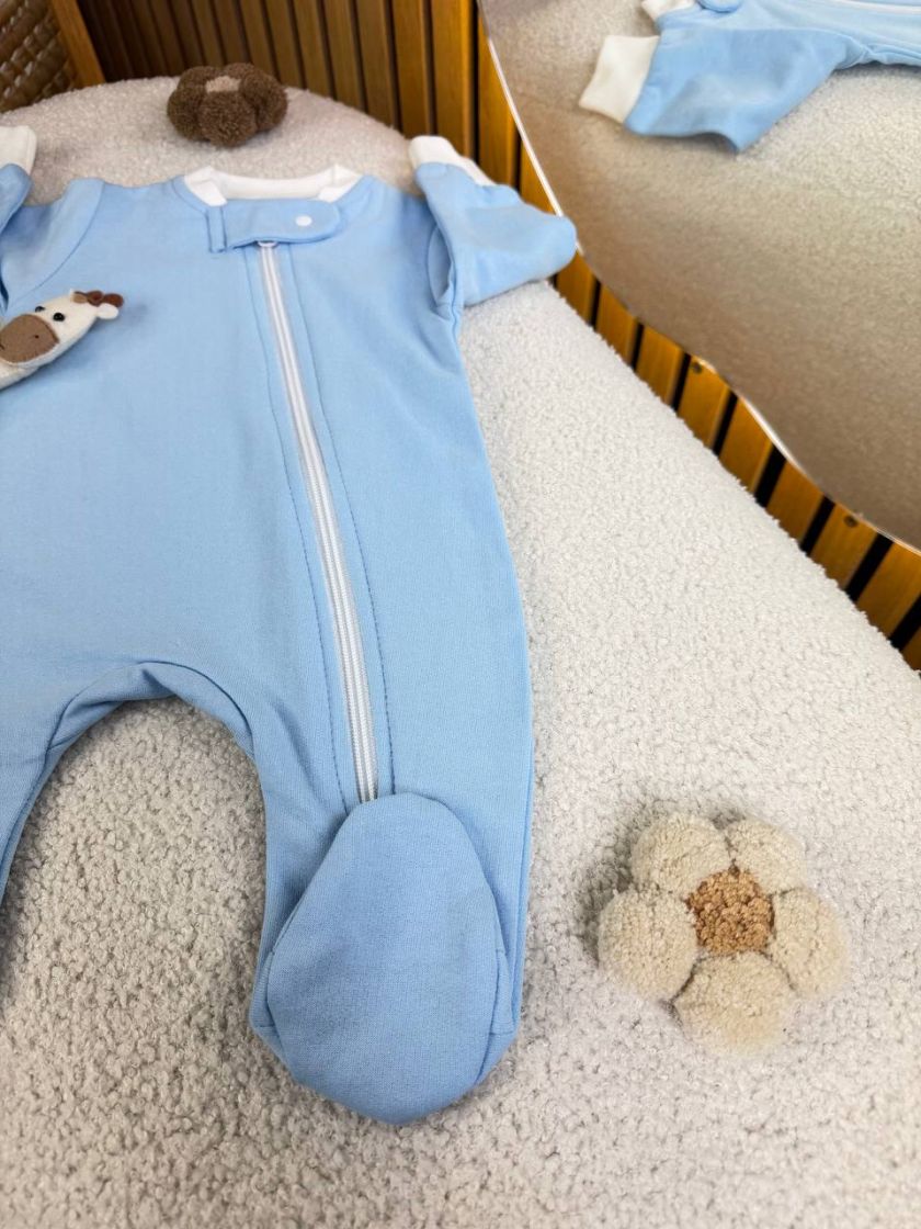 ❤ Чоловічок з блискавкою однотон на байці "Smile". Колір - Блакитний. Розмір - 56 (#46884609) ✓ Anna Konvert