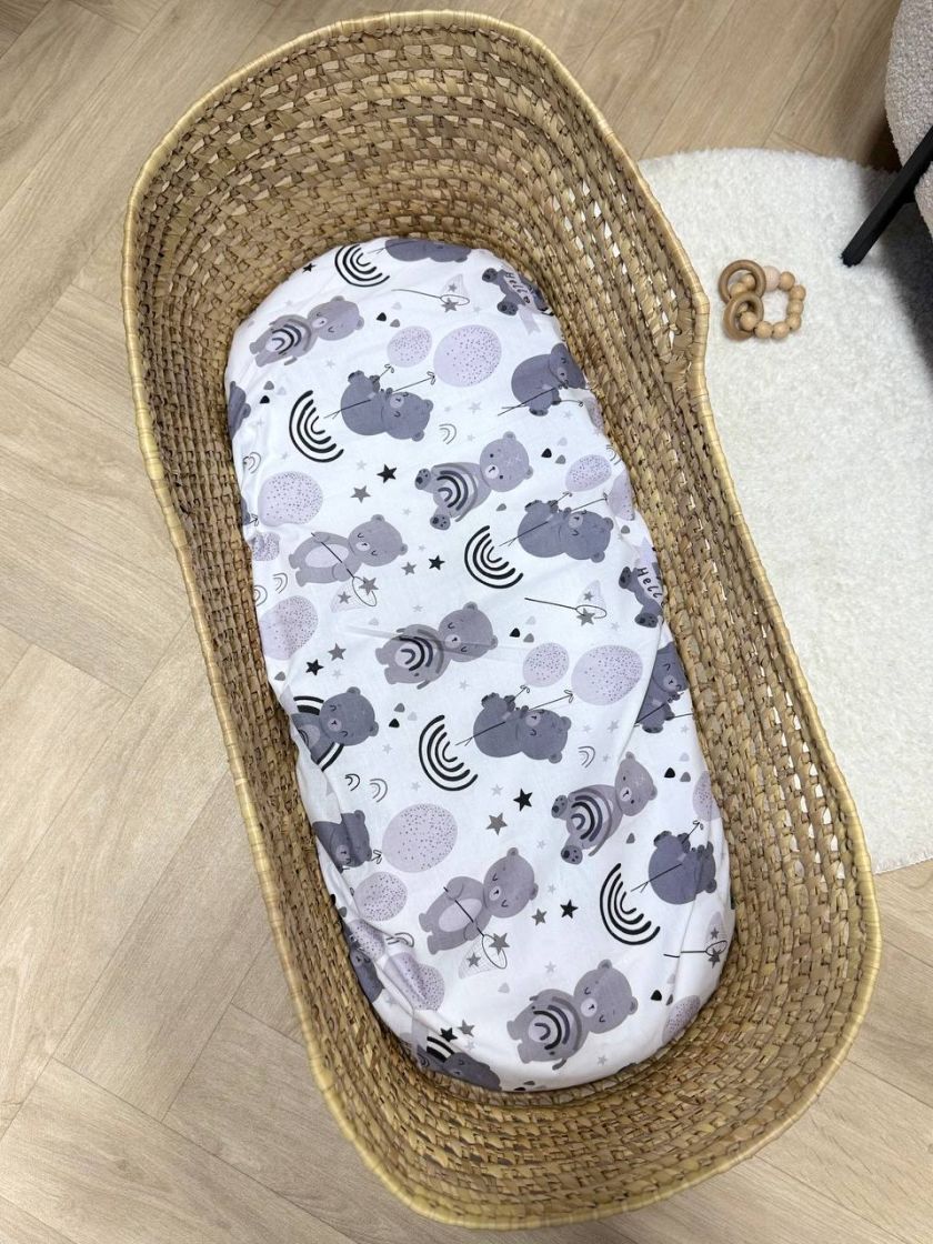 ❤ Простирадло непромакаюче у візочок на гумці. Принт - Ведмідь з веселкою, сірий (#9667364) ✓ Anna Konvert