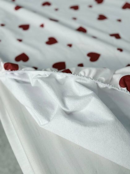 ❤ Простирадло у ліжко непромокаюче, 120/60 см. Принт - Серця червоні на білому (#61684426) ✓ Anna Konvert 2