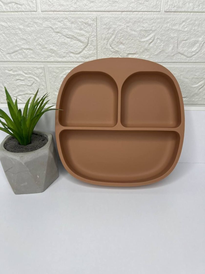 ❤ Тарілка з секціями, силіконова, на присосці. Колір - Peach (#6453681) ✓ Anna Konvert