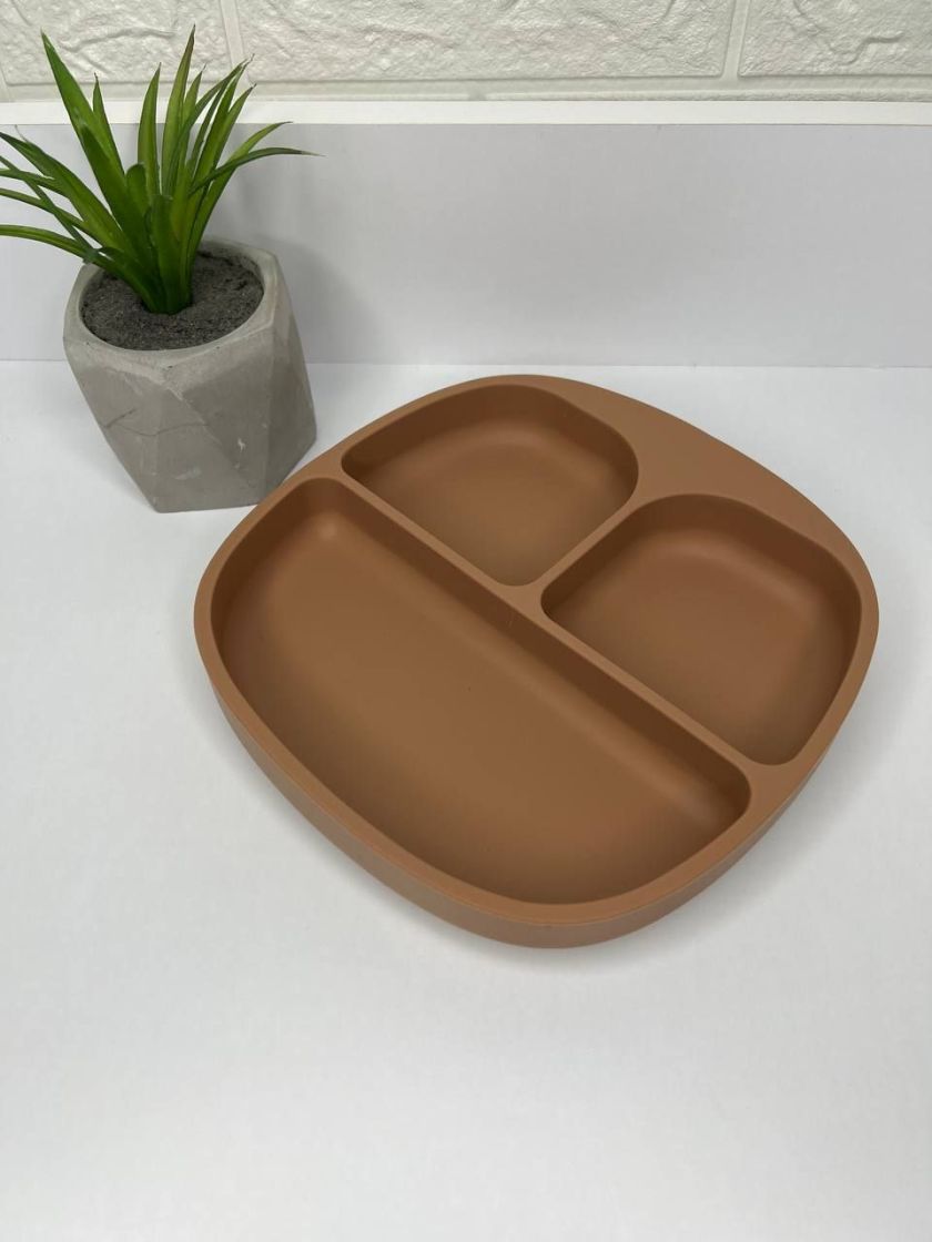 ❤ Тарілка з секціями, силіконова, на присосці. Колір - Peach (#6453681) ✓ Anna Konvert