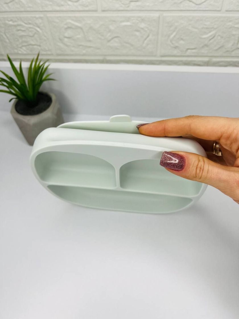 ❤ Тарілка з секціями, силіконова, на присосці. Колір - Blue-blush (#72540333) ✓ Anna Konvert