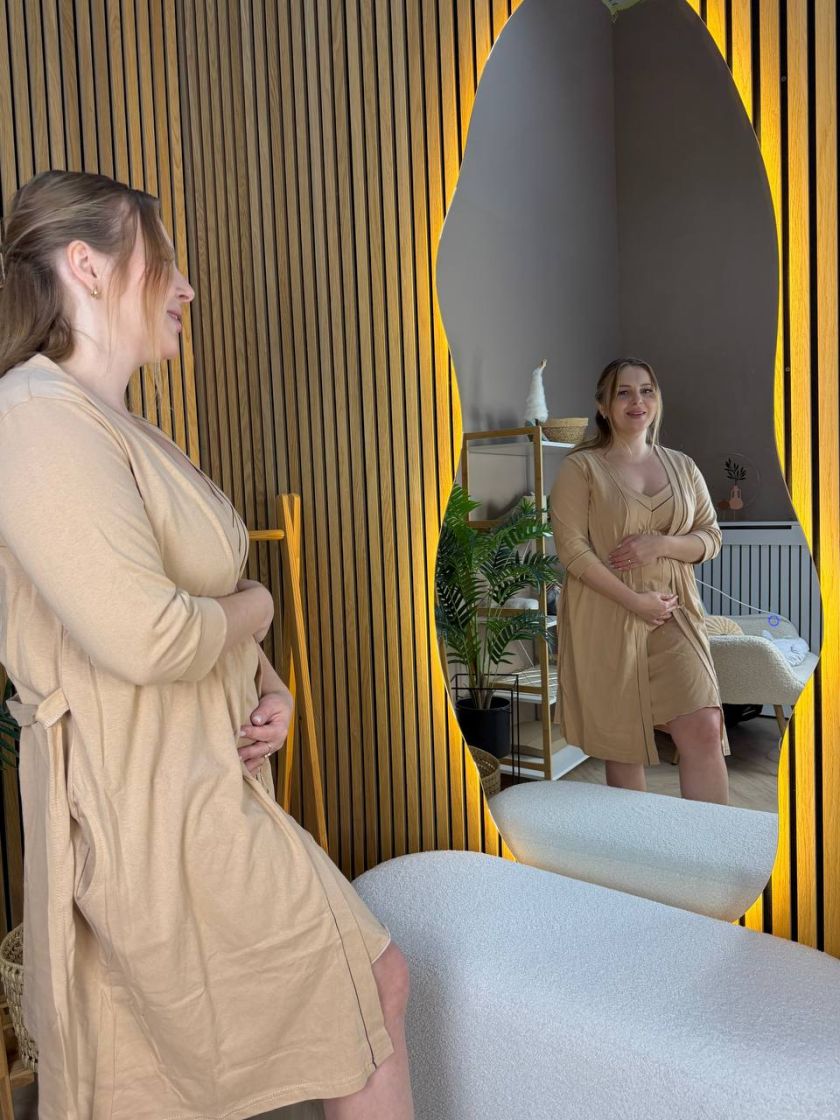 ❤ Комплет сорочка та халат для годування, 48-50 "Кант". Колір - Капучино з шоколадним кантом (#54822387) ✓ Anna Konvert