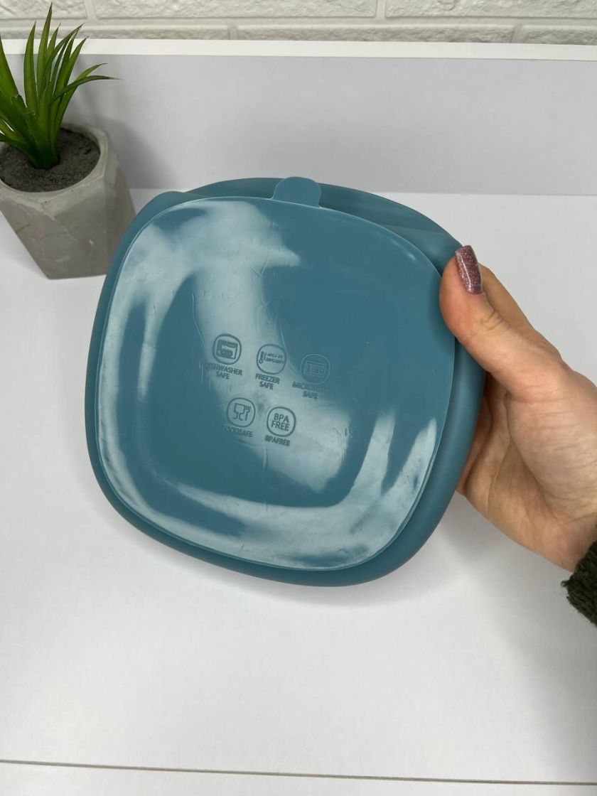 ❤ Тарілка з секціями, силіконова, на присосці. Колір - Smoke-blue (#18734340) ✓ Anna Konvert