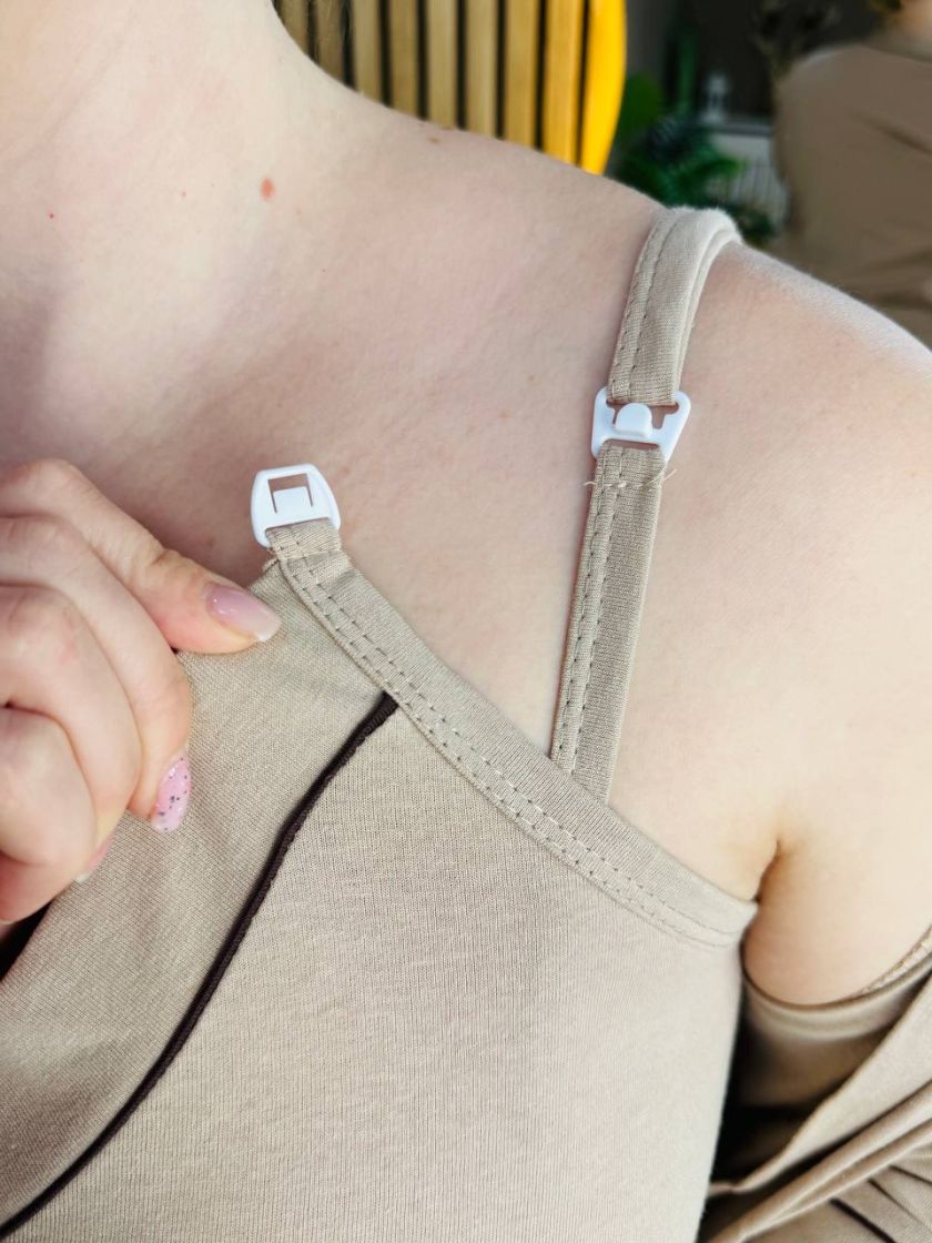 ❤ Комплет сорочка та халат для годування, 52-54 "Кант". Колір - Беж з шоколадним кантом (#46835406) ✓ Anna Konvert