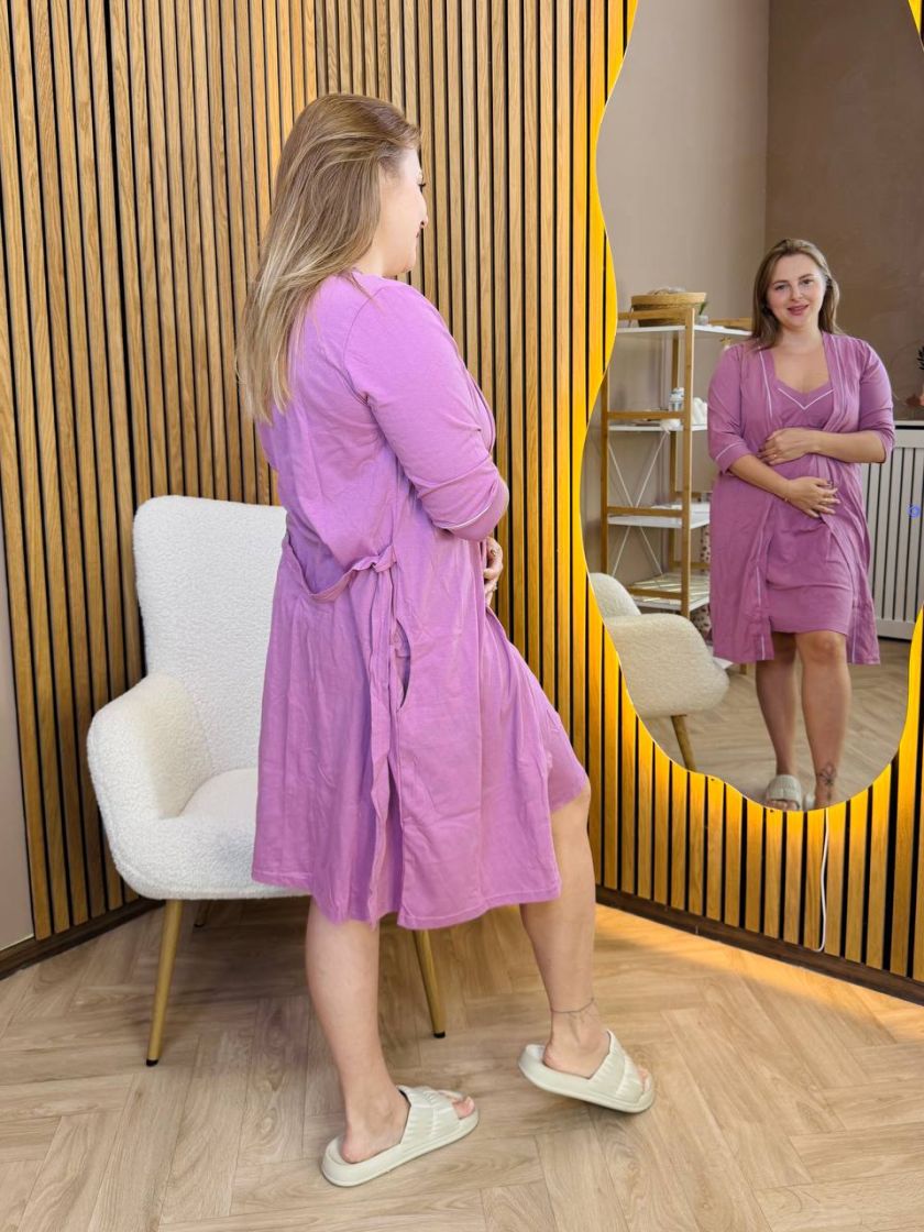 ❤ Комплет сорочка та халат для годування, 52-54 "Кант". Колір - Роза (#71900722) ✓ Anna Konvert