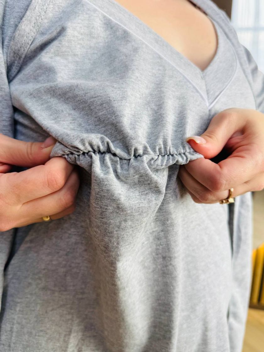 ❤ Комплет сорочка та халат для годування, 52-54 "Кант". Колір - Сірий меланж (#76986326) ✓ Anna Konvert