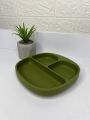 ❤ Тарілка з секціями, силіконова, на присосці. Колір - Olive (#1326631) ✓ Anna Konvert