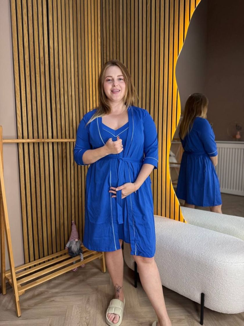 ❤ Комплет сорочка та халат для годування, 56-58 "Кант". Колір - Електрик (#46332904) ✓ Anna Konvert