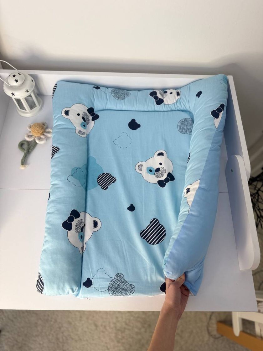 ❤ Матрасик у пеленатор, на блискавці, поролон з'ємний, 55см на 70см. Принт - Ведмідь блакитний (#32189638) ✓ Anna Konvert