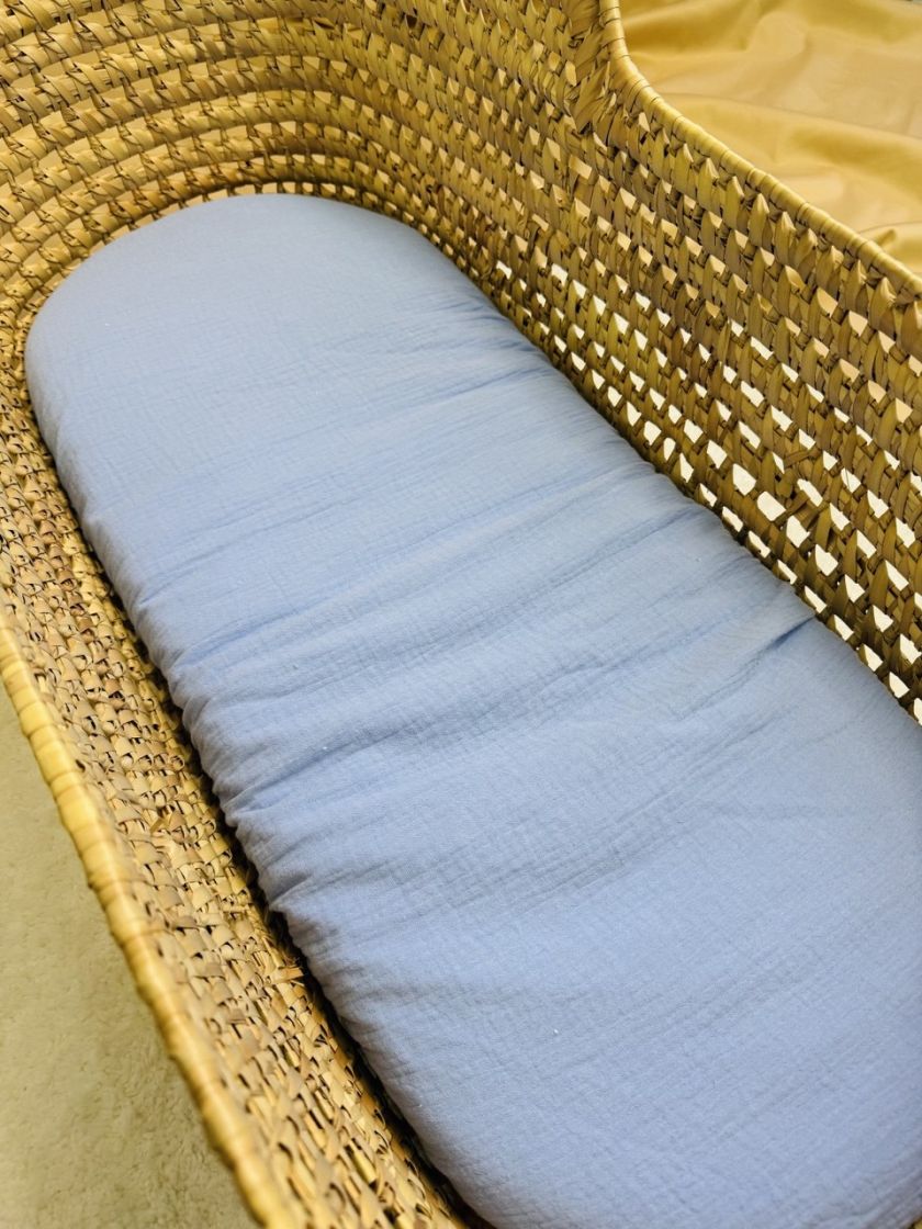 ❤ Простирадло муслін непромакаюче у візочок на гумці. Колір - Блакитний однотон (#17950704) ✓ Anna Konvert