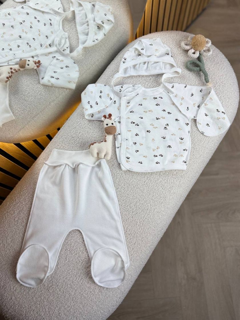 ❤ Комплект 3ка з сорочкою інтерлок 56см. Принт - Сліди бежеві (#79565121) ✓ Anna Konvert