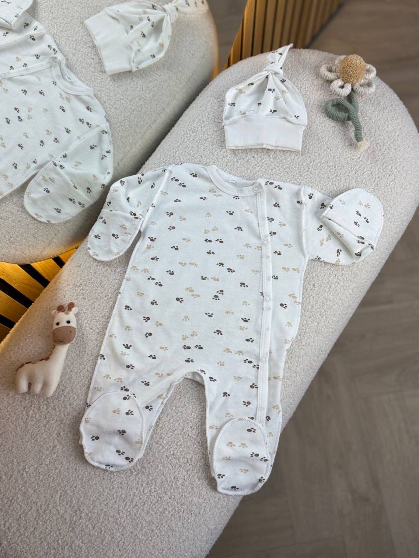 ❤ Чоловічок з шапочкою, інтерлок, 56-62р. Принт - Сліди бежеві (#78942170) ✓ Anna Konvert