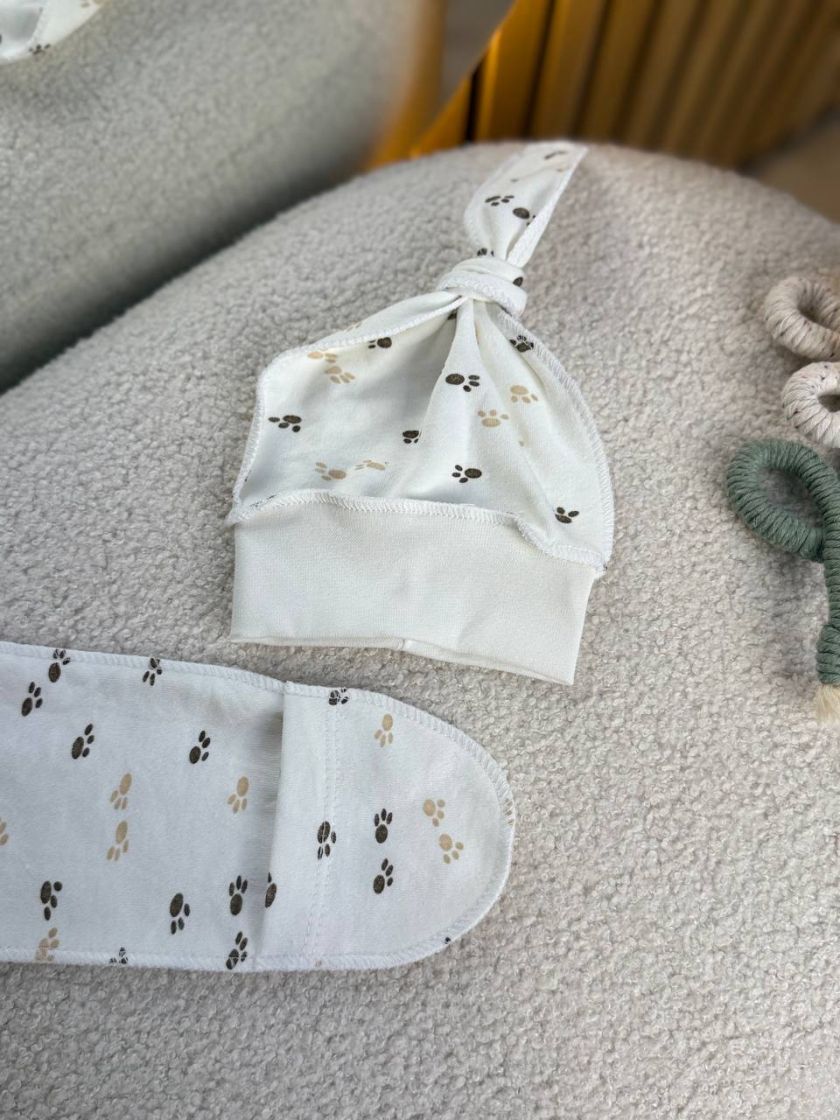 ❤ Чоловічок з шапочкою, інтерлок, 56-62р. Принт - Сліди бежеві (#78942170) ✓ Anna Konvert