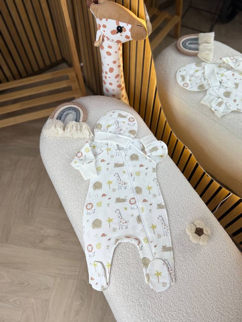 ❤ Чоловічок з шапочкою на блискавці байка, 56 Бджілка. Принт - Сафарі молочний (#98590045) ✓ Anna Konvert