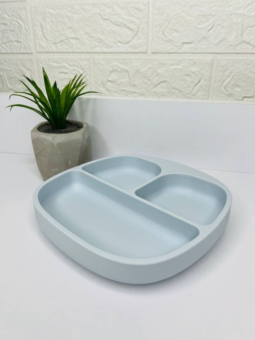 ❤ Тарілка з секціями, силіконова, на присосці. Колір - Baby-blue (#44316490) ✓ Anna Konvert