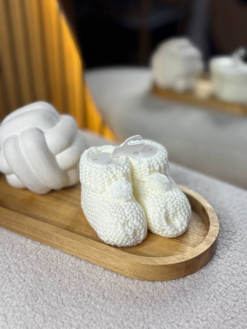 ❤ Пінетки в'язка. Колір - Молочний. Тип - Бубон (#4396318) ✓ Anna Konvert