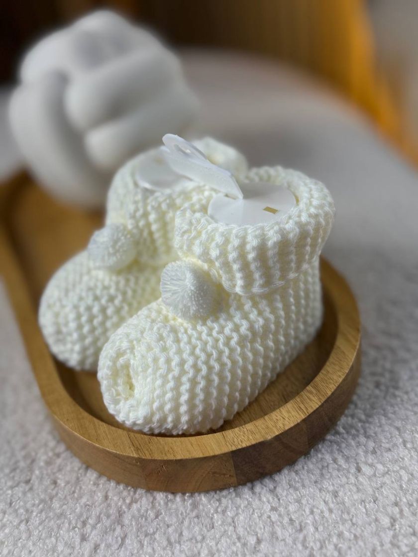 ❤ Пінетки в'язка. Колір - Молочний. Тип - Бубон (#4396318) ✓ Anna Konvert