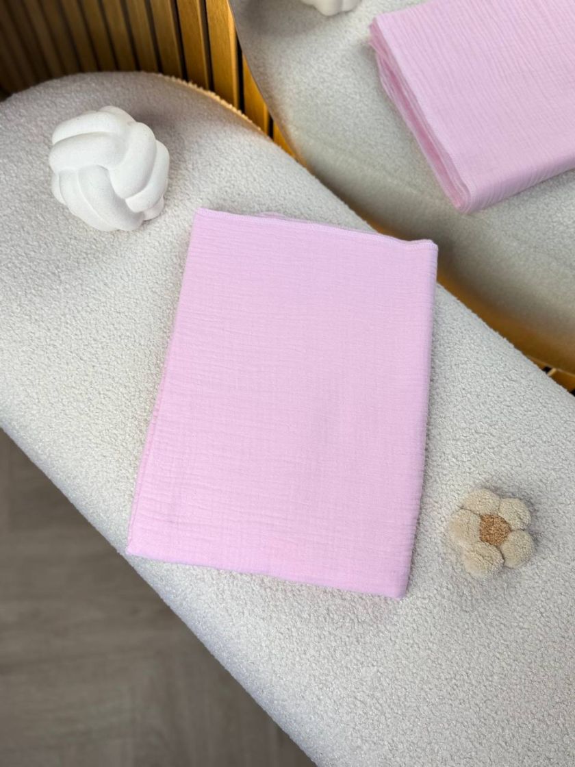 ❤ Пелюшки муслінові чотирьохшарові, жатка. Принт - Рожева, однотонна. Розмір - 90*135см (#19659576) ✓ Anna Konvert