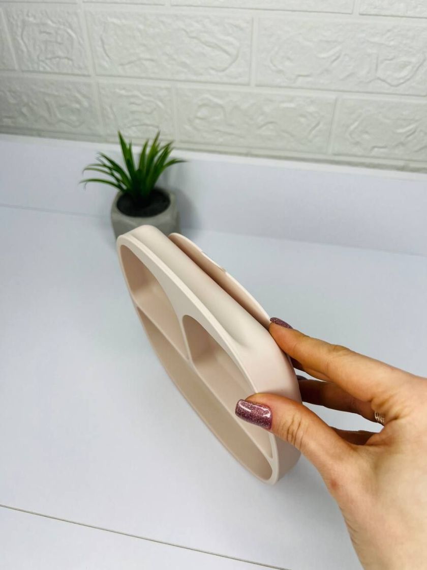 ❤ Тарілка з секціями, силіконова, на присосці. Колір - Аlmond (#0340) ✓ Anna Konvert