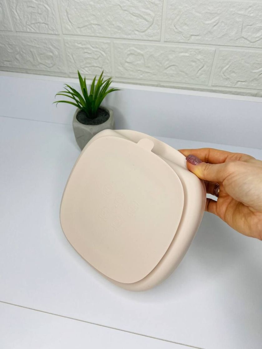 ❤ Тарілка з секціями, силіконова, на присосці. Колір - Аlmond (#0340) ✓ Anna Konvert