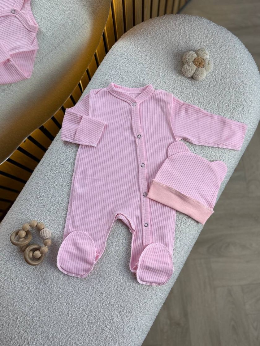 ❤ Чоловічок з шапочкою, рубчик, Баранчик БО. Колір - Ніжно-рожевий. Розмір - 56 (#65652953) ✓ Anna Konvert