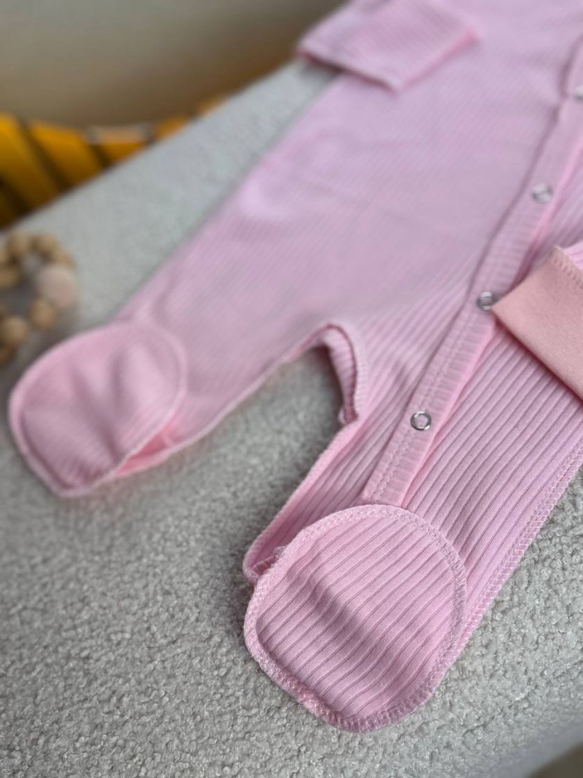 ❤ Чоловічок з шапочкою, рубчик, Баранчик БО. Колір - Ніжно-рожевий. Розмір - 62 (#7625052) ✓ Anna Konvert