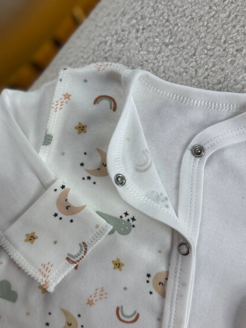 ❤ Чоловічок з шапочкою інтерлок, БО. Принт - Веселка, місяць на молочному. Розмір - 56 (#97394743) ✓ Anna Konvert