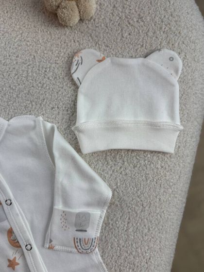 ❤ Чоловічок з шапочкою інтерлок, БО. Принт - Космос, на молочному. Розмір - 56 (#9002520) ✓ Anna Konvert 2