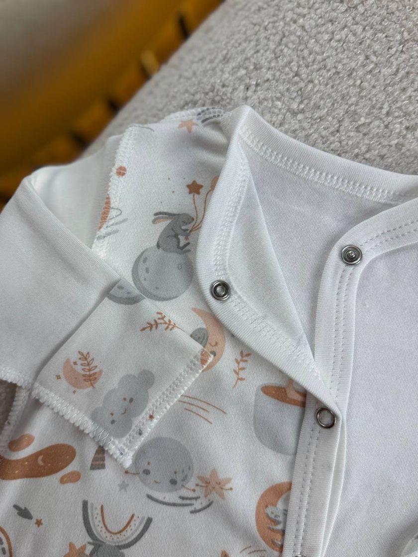 ❤ Чоловічок з шапочкою інтерлок, БО. Принт - Космос, на молочному. Розмір - 56 (#9002520) ✓ Anna Konvert