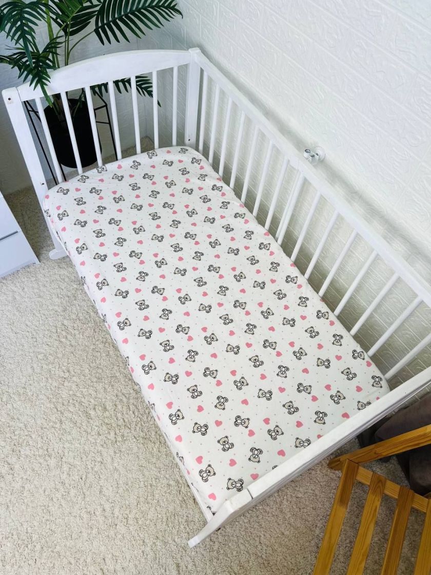 ❤ Простирадло у ліжко байкове. Принт - Ведмедики сидячі з серцями, крапочки (#9350352) ✓ Anna Konvert