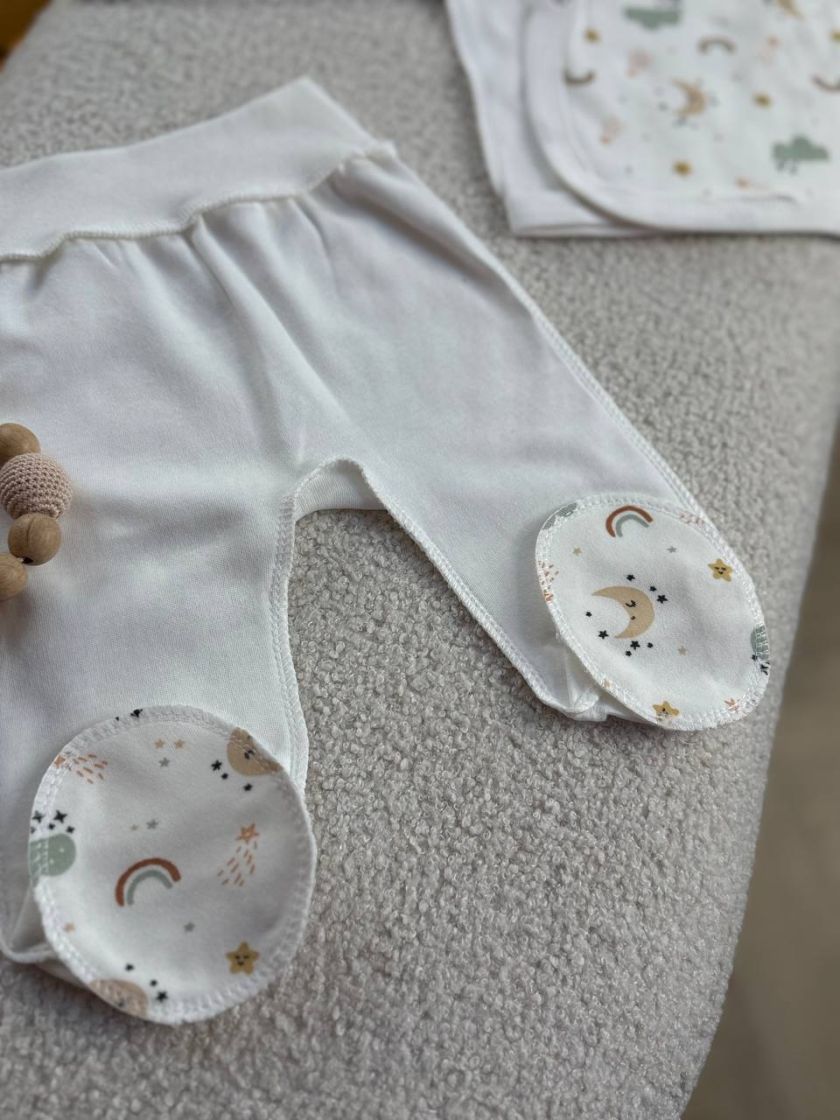 ❤ Комплект 3ка з сорочкою інтерлок, БО. Принт - Веселка, місяць на молочному. Розмір - 56 (#28691127) ✓ Anna Konvert