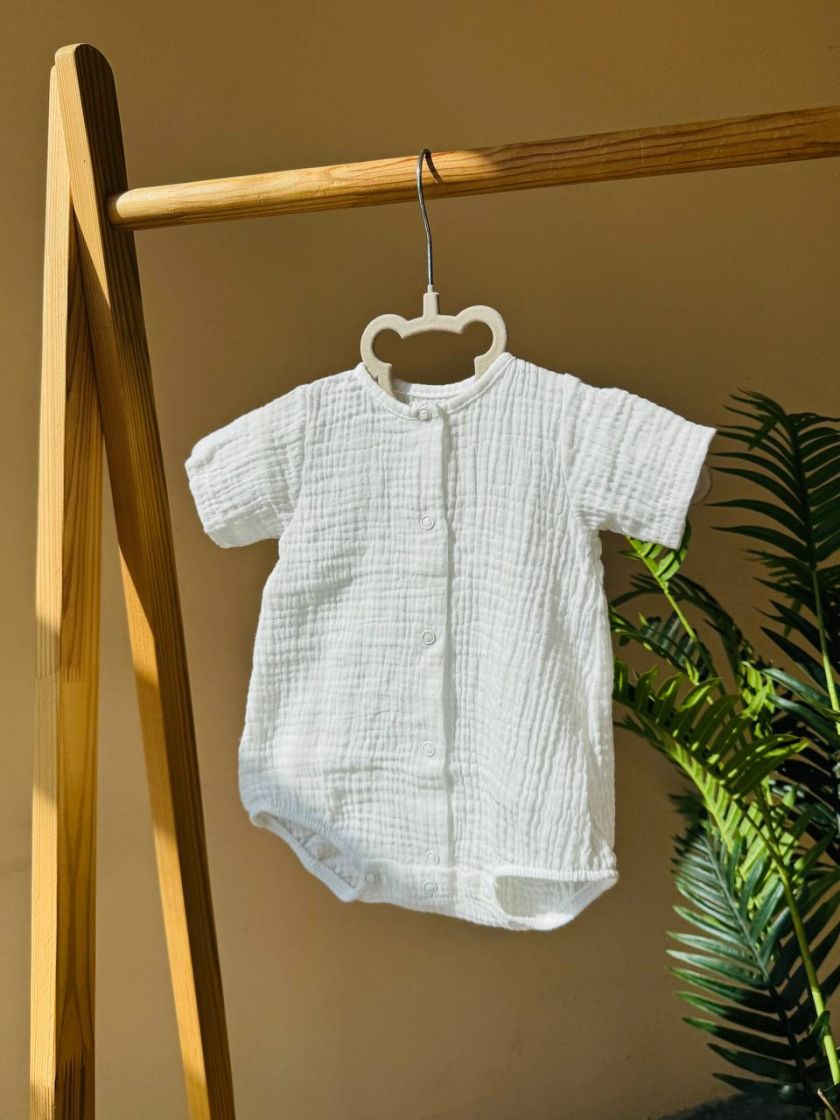 ❤ Боді муслін на кнопках, 62 см. Принт - Молочний (#19384808) ✓ Anna Konvert