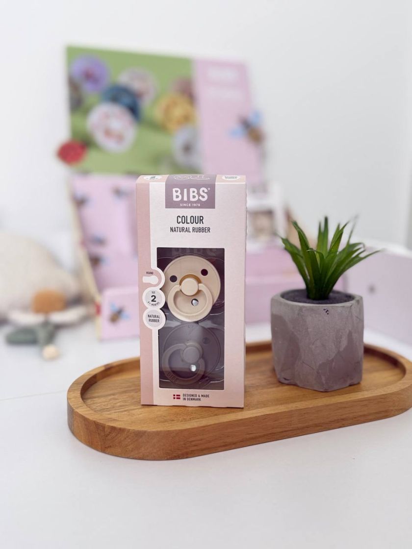 ❤ Соска пустушка BIBS Colour Latex Round (кругла). Колір - Ivory/Dark Oak. Розмір - 6-18 міс (#5713795203536) ✓ Anna Konvert