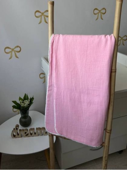 ❤ Плед мусліновий "Бубон", 140×100 см. Колір - Рожевий. Розмір - 100*140 (#11557166) ✓ Anna Konvert 2