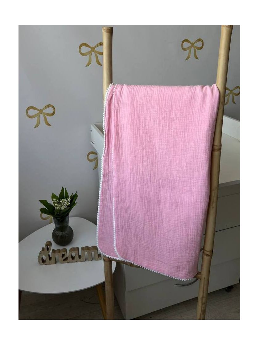 ❤ Плед мусліновий "Бубон", 140×100 см. Колір - Рожевий. Розмір - 100*140 (#11557166) ✓ Anna Konvert