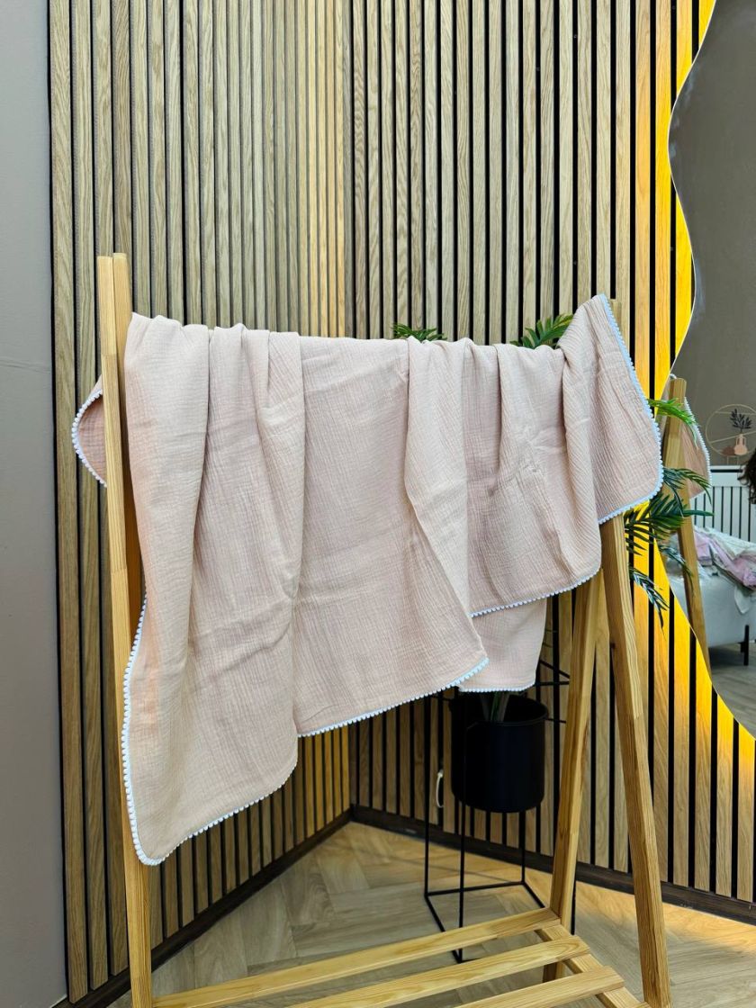 ❤ Плед мусліновий "Бубон" 100 × 70 см. Колір - Бежевий (#55812385) ✓ Anna Konvert