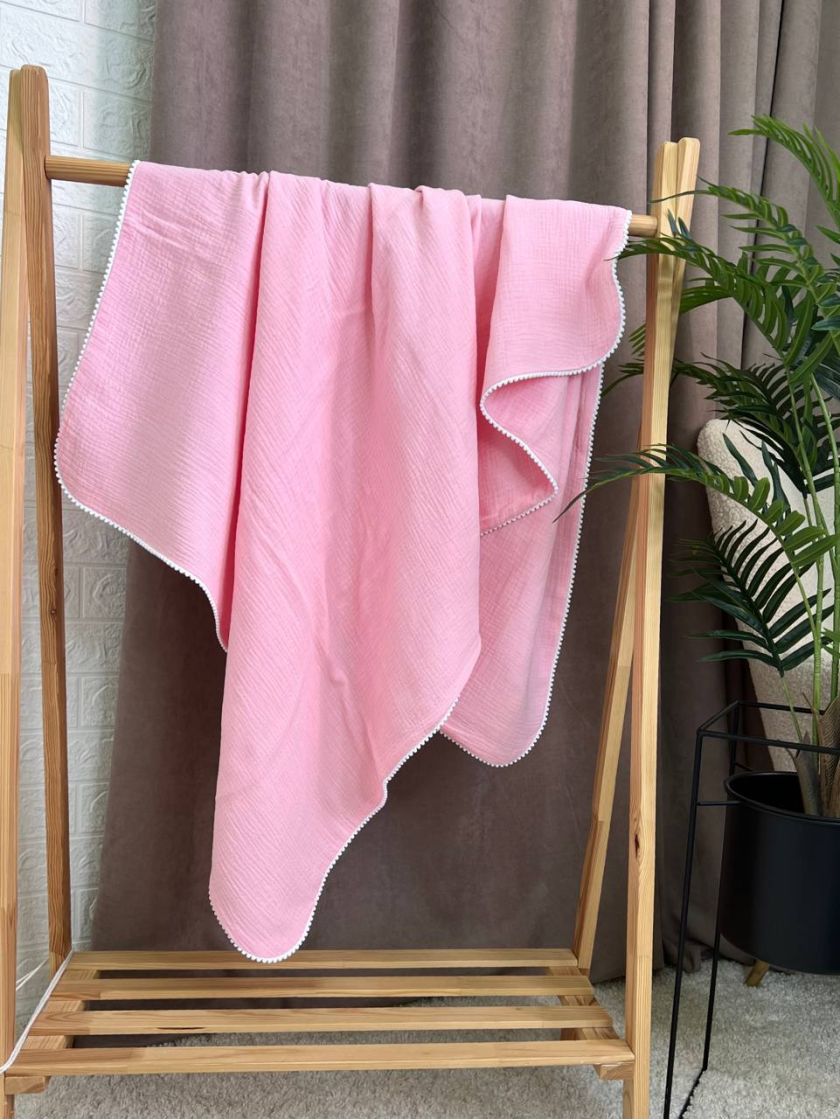 ❤ Плед мусліновий "Бубон" 100 × 70 см. Колір - Ніжно-рожевий (#76921323) ✓ Anna Konvert