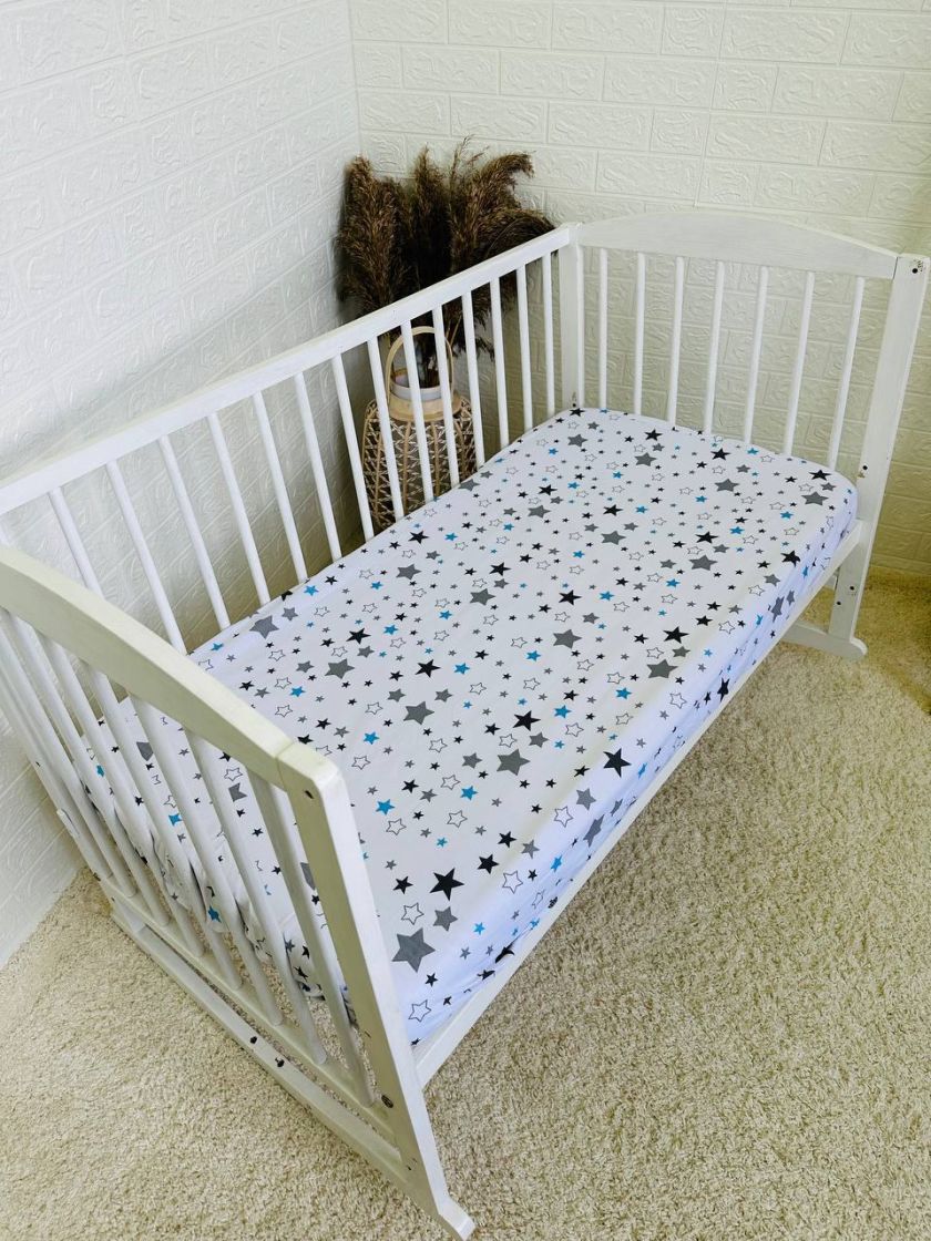 ❤ Простирадло у ліжко непромокаюче, 120/60 см. Принт - Зірки різні з блакитним (#61129134) ✓ Anna Konvert