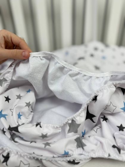 ❤ Простирадло у ліжко непромокаюче, 120/60 см. Принт - Зірки різні з блакитним (#61129134) ✓ Anna Konvert 2