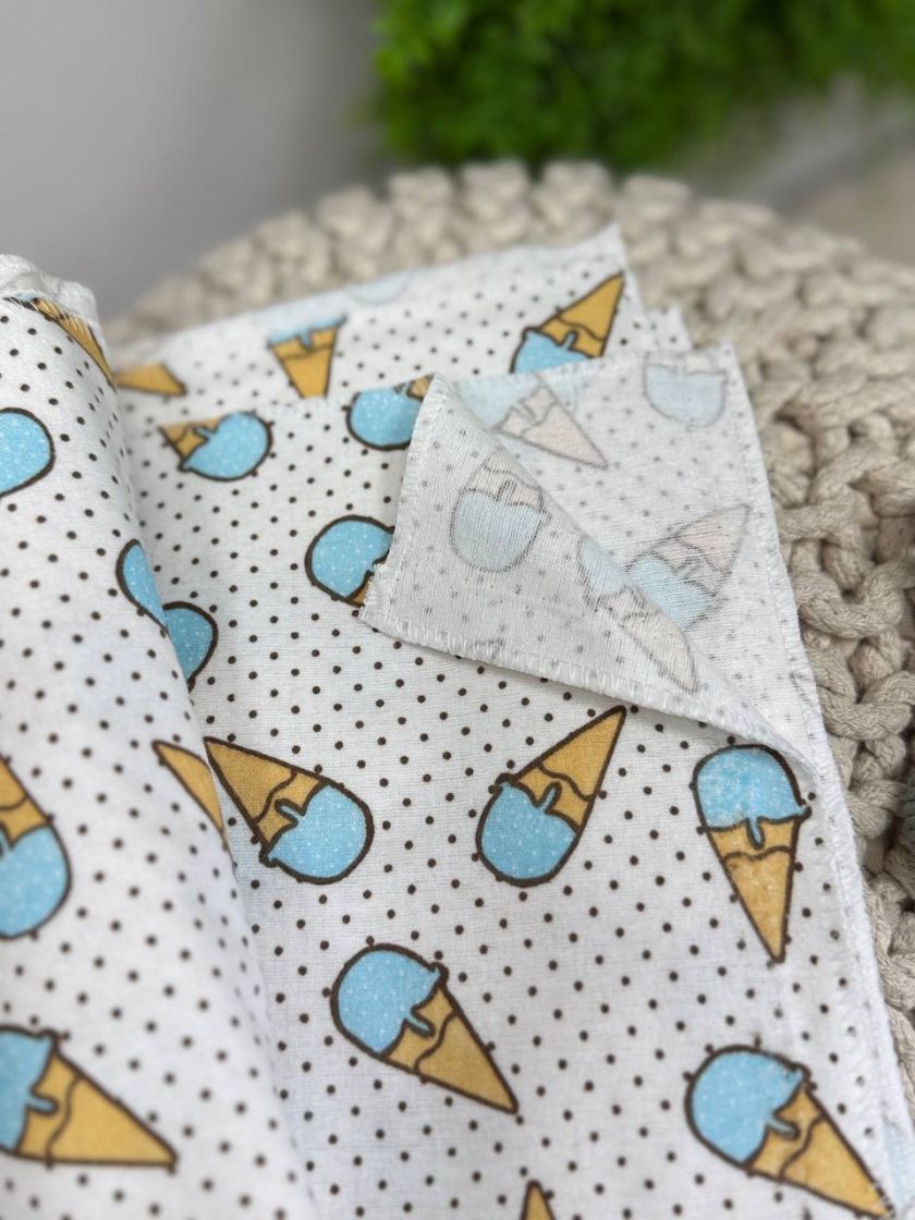 ❤ Пелюшки байкові 90*105см. Принт - Морозиво блакитне (#7344409) ✓ Anna Konvert