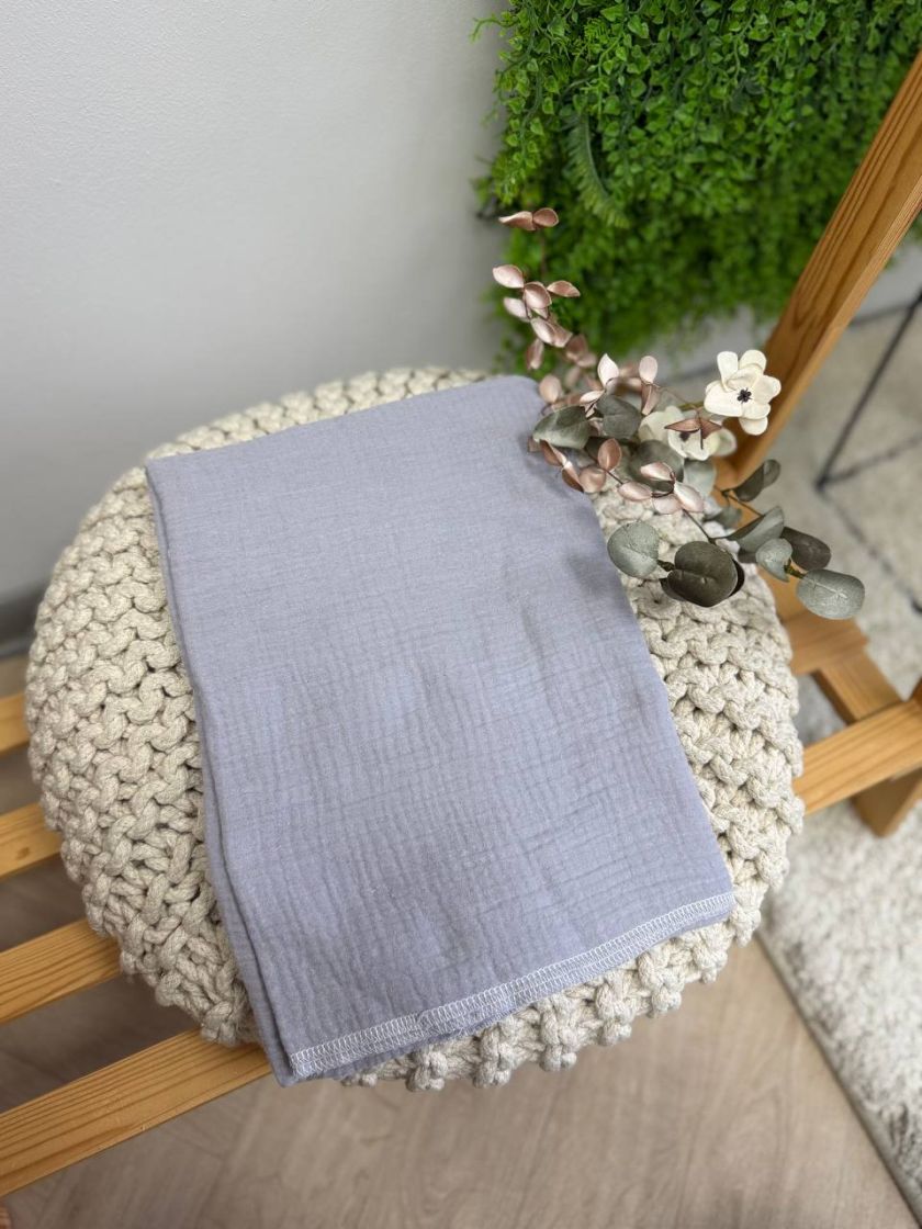 ❤ Пелюшки муслінові чотирьохшарові, жатка. Принт - Сірий. Розмір - 90*135см (#40271100) ✓ Anna Konvert