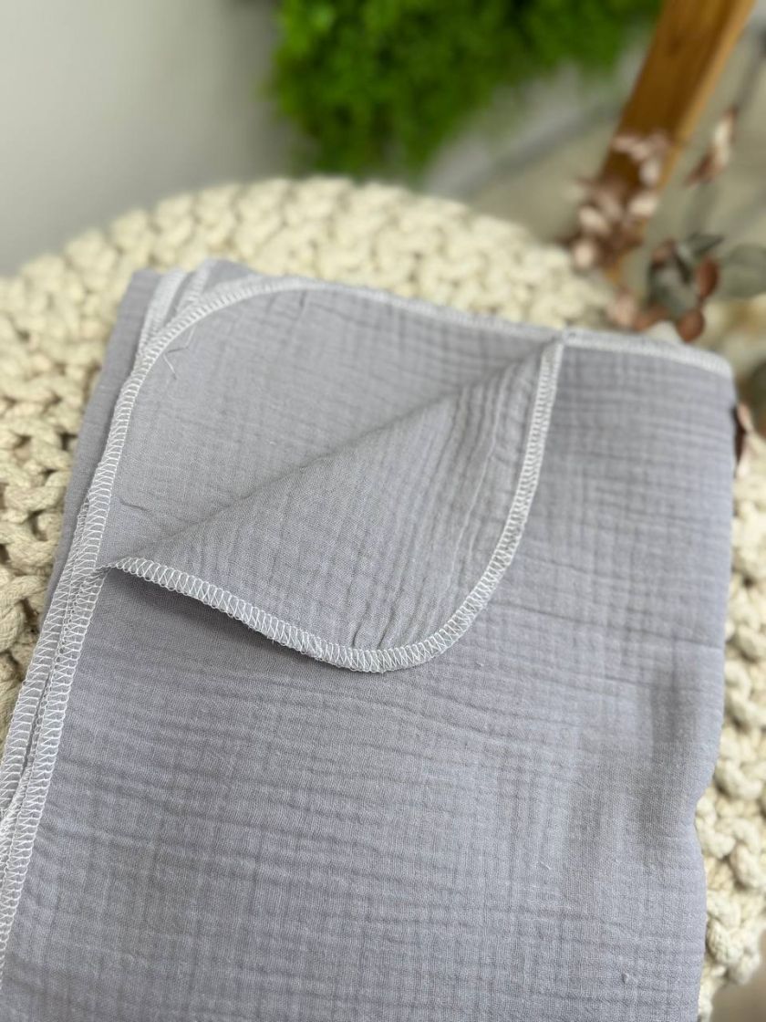 ❤ Пелюшки муслінові чотирьохшарові, жатка. Принт - Сірий. Розмір - 90*135см (#40271100) ✓ Anna Konvert