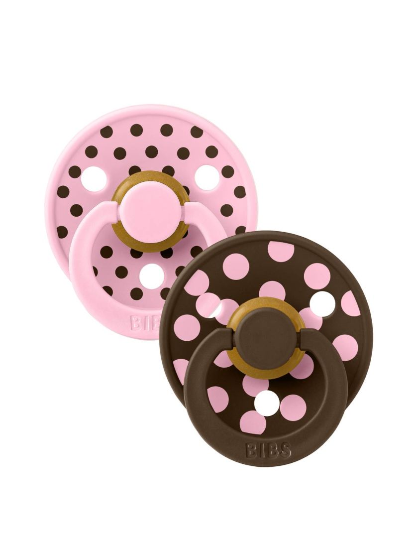 ❤ Соска пустушка BIBS 2 PACK Studio Size 2, 6-18 міс. Принт - Baby Pink/Mocha (#5713795276509) ✓ Anna Konvert