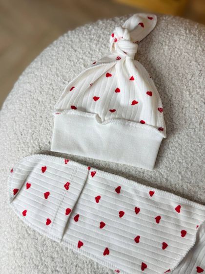 ❤ Чоловічок з шапочкою, інтерлок, 56-62р. Принт - Серця дрібні, червоні (#27897347) ✓ Anna Konvert 2