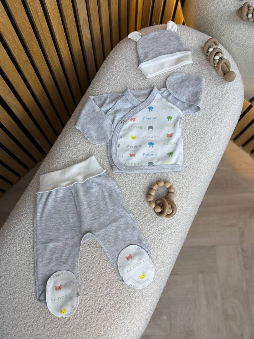 ❤ Комплект 3ка з сорочкою інтерлок, БО. Принт - Друзі, на сірому. Розмір - 56 (#87295257) ✓ Anna Konvert