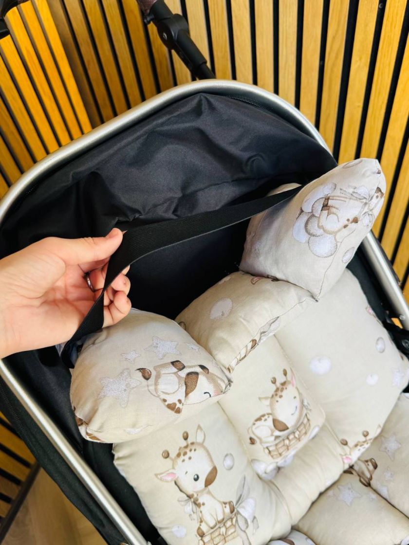 ❤ Матрасик візочок прогулянковий 3в1. Принт - Жираф на бежевому (#26986418) ✓ Anna Konvert