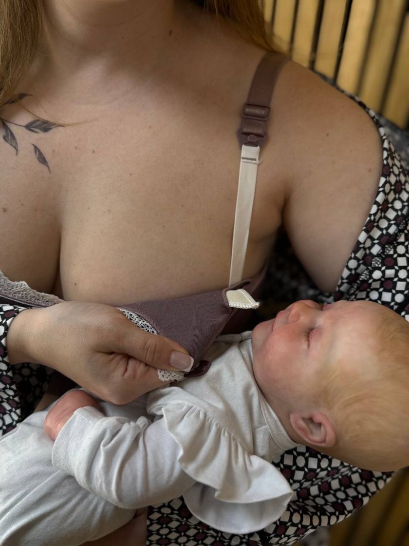 ❤ Бюстгальтер-топ з мереживом, для годування. Колір - Сливовий. Розмір - L(80D) (#9283177) ✓ Anna Konvert