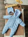 ❤ Демісезонний комбінезон з шапочкою, Вельвет на флісі, 0-4 міс. Колір - Блакитний (#21947140) ✓ Anna Konvert