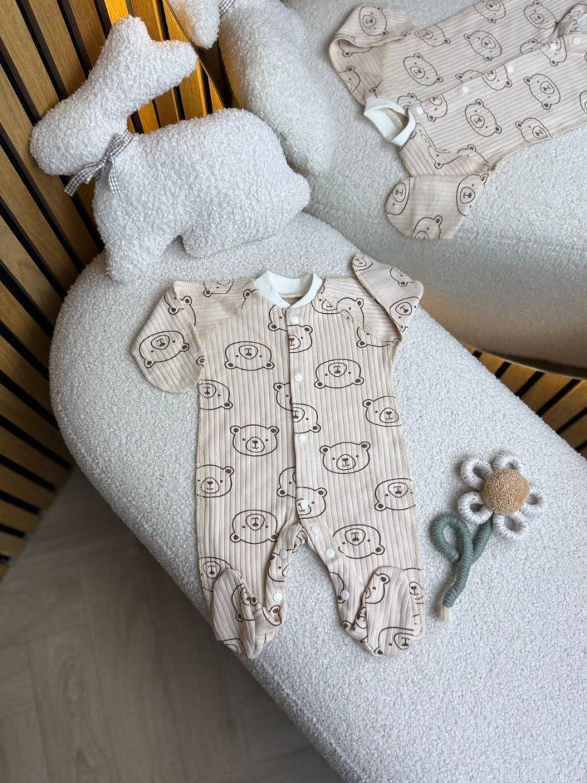 ❤ Чоловічок на інтерлоці, 50см, Smile. Принт - Ведмедики контурні на бежевому (#56138097) ✓ Anna Konvert